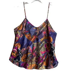 Vintage Lucie Ann Stain Cami Top Womens M Multi Color Semi Sheer Y2K Printed